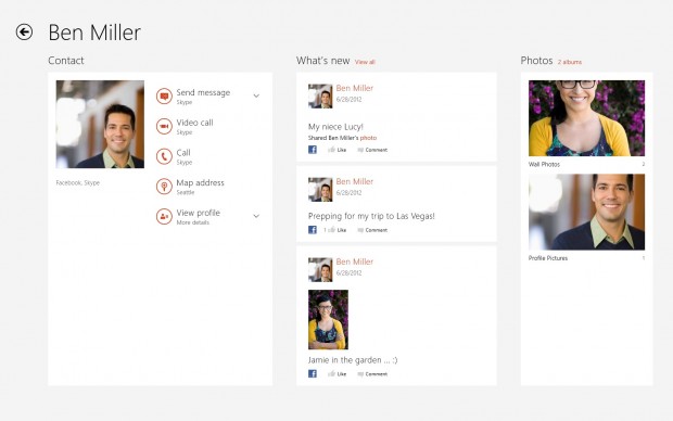 Skype für Windows 8 - die Social-Media-Aktivitäten von Kontakten im Blick (Bild: Skype)